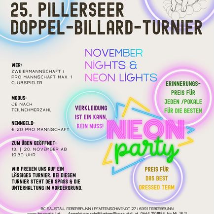 25. Pillerseer Doppel-Billard-Turnier - November Nights & Neon Lights